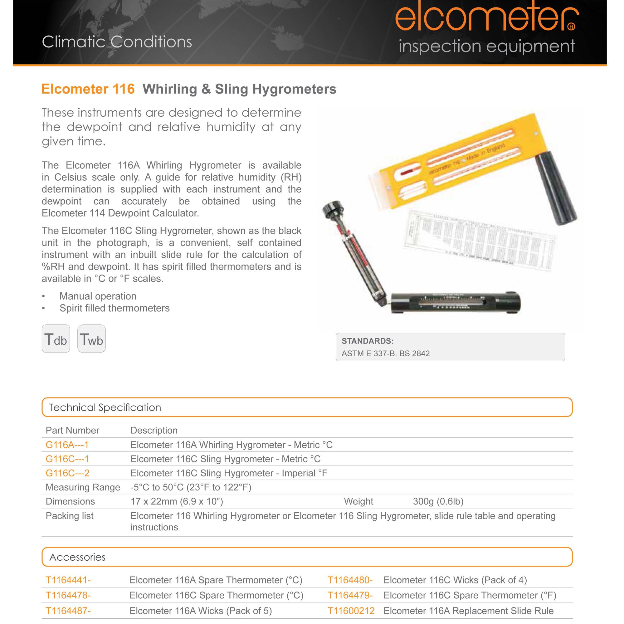 116 G116A1 Whirling & Sling Hygrometer Psychrometer